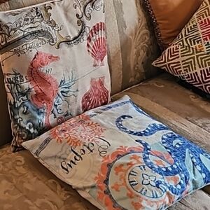 Set Burlap Pllarge handmade waahable zip pillowcases with throw pillows Included